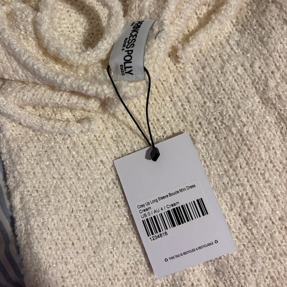 Cream Knit Long Sleeve Dress - Picture 3 of 3